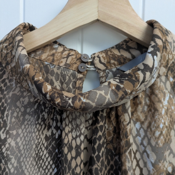 H&M Brown Snake-Print Long Sleeve Blouse - Picture 3 of 8